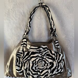 Silver and Black Zebra Print Handbag